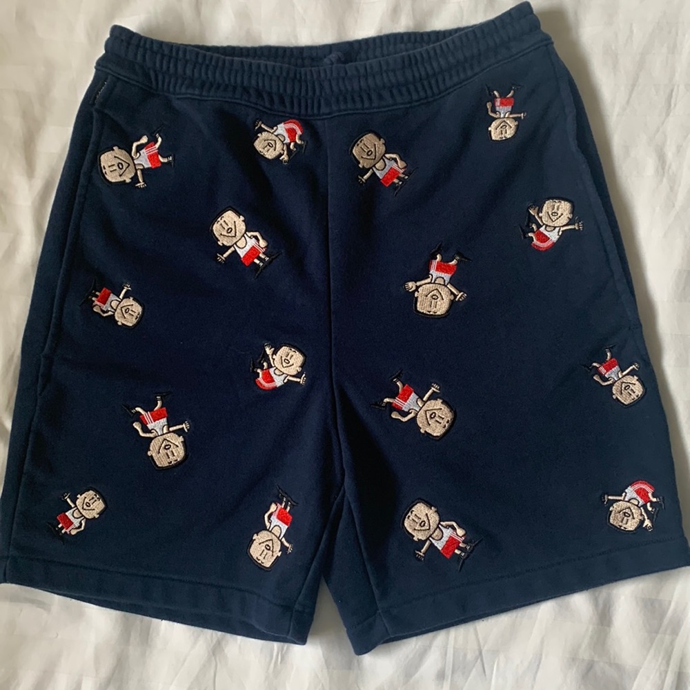 COPY - Adidas Navy French terry heavy sweatshorts w embroidered soccer players …